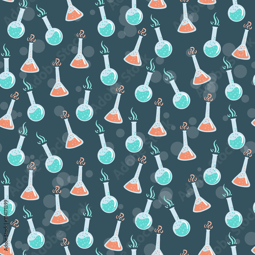 Seamless pattern with different flasks