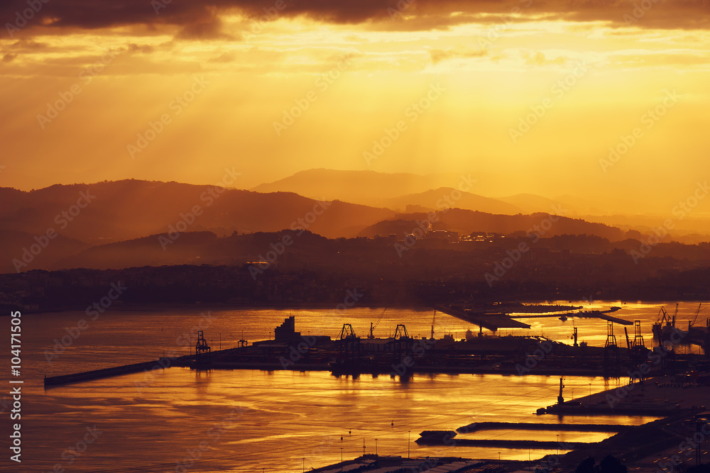 El Abra of Bilbao at golden sunrise