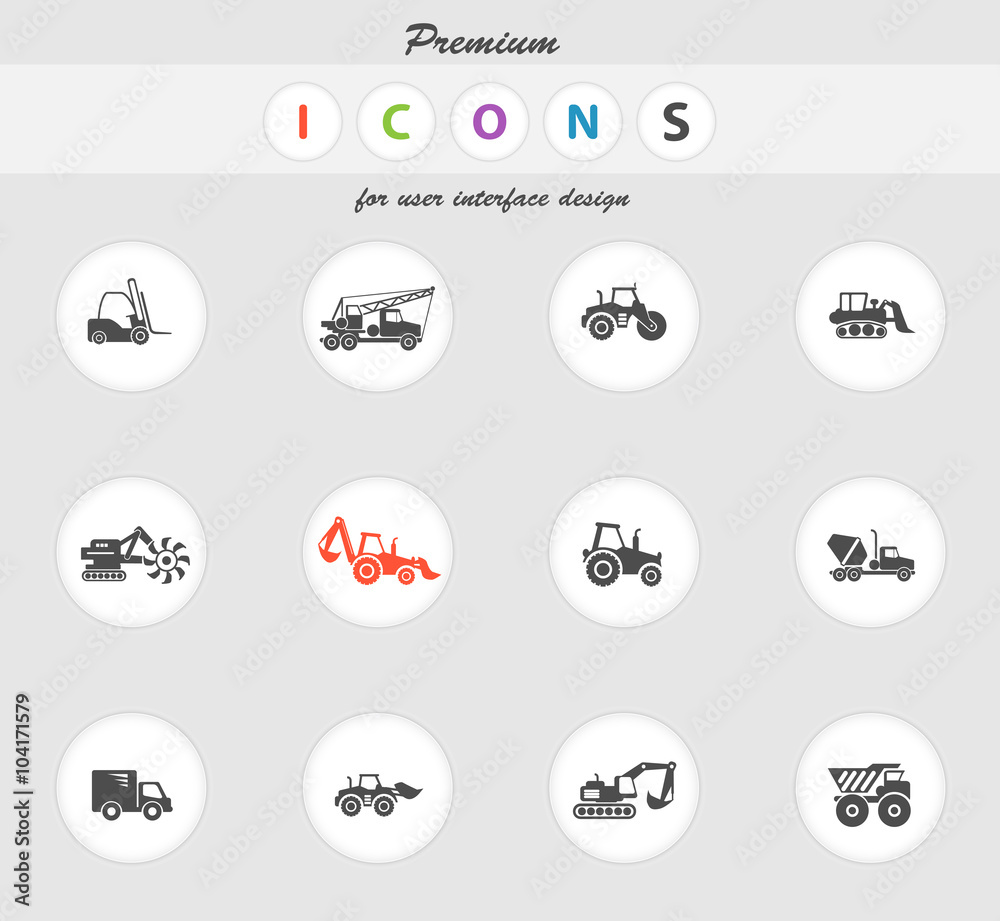 Transportation and Construction Machines icons