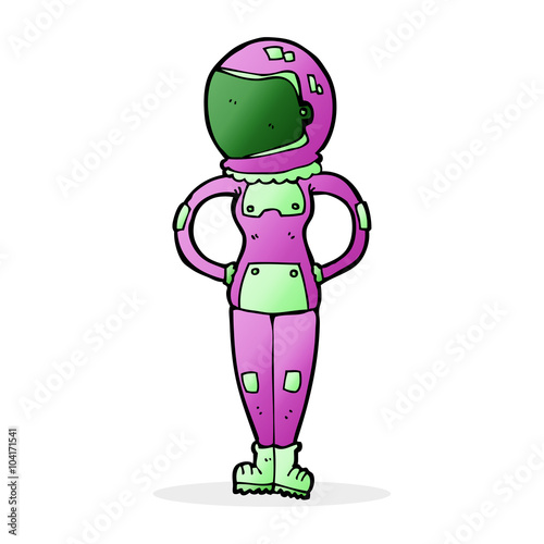 cartoon female astronaut