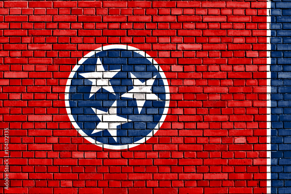 flag of Tennessee painted on brick wall