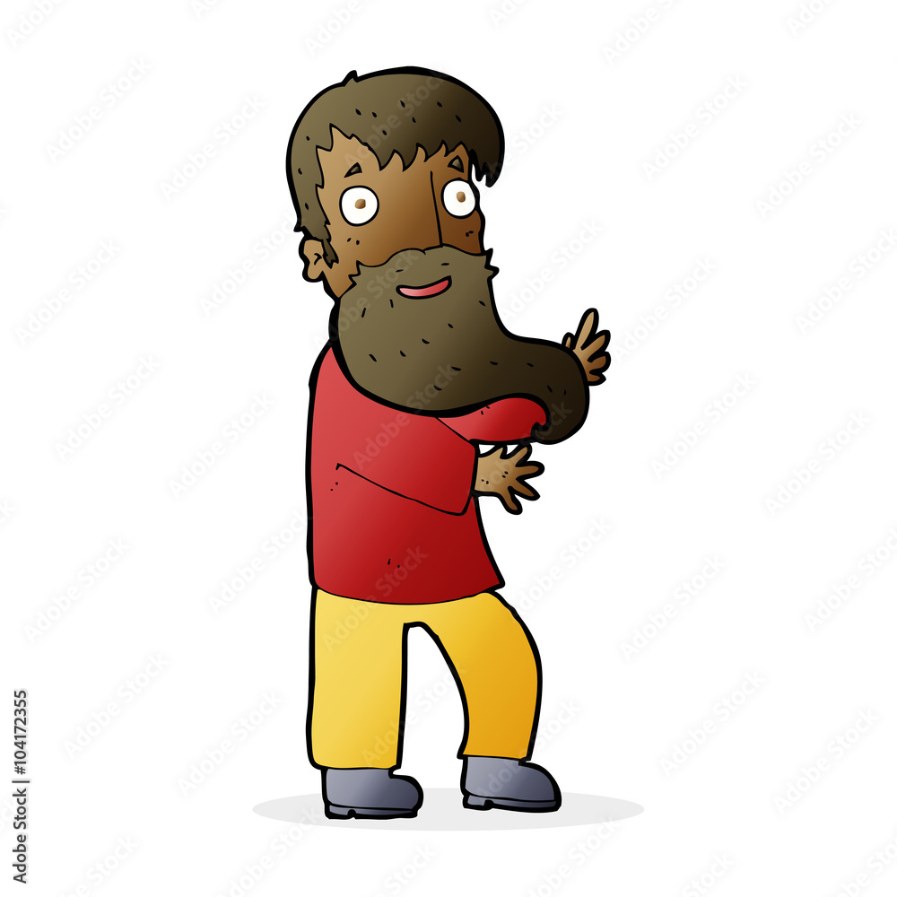 cartoon excited bearded man