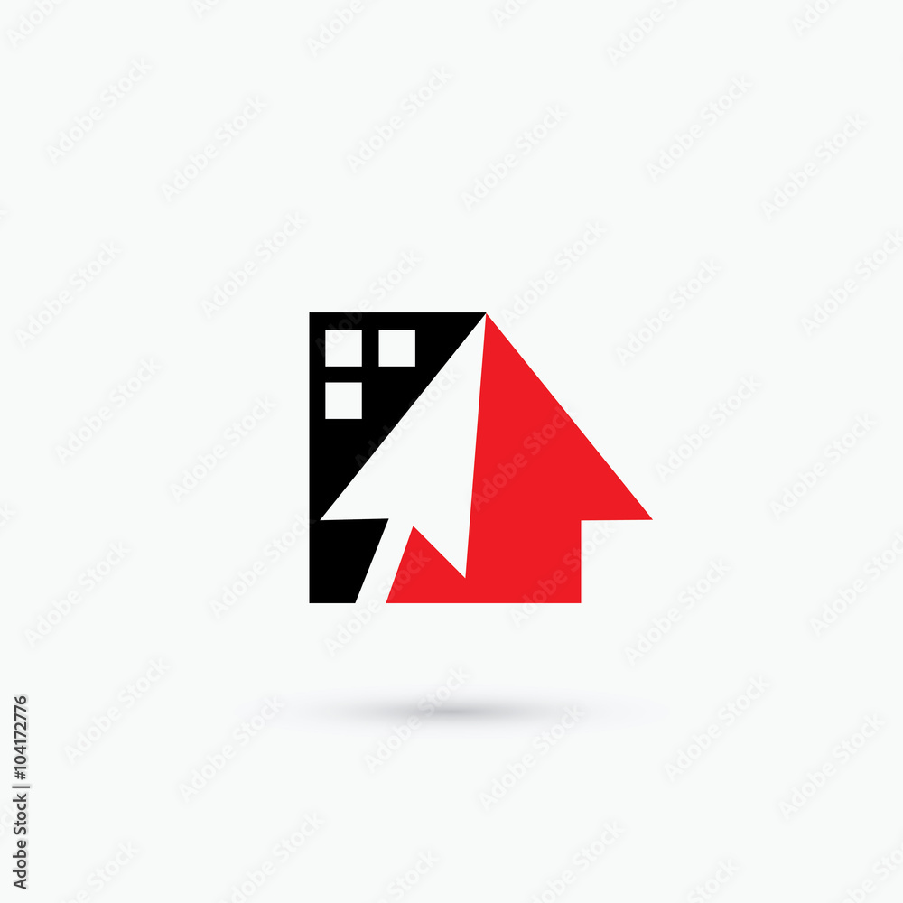 Real estate sign with cursor arrow Real estate sign with cursor arrow
