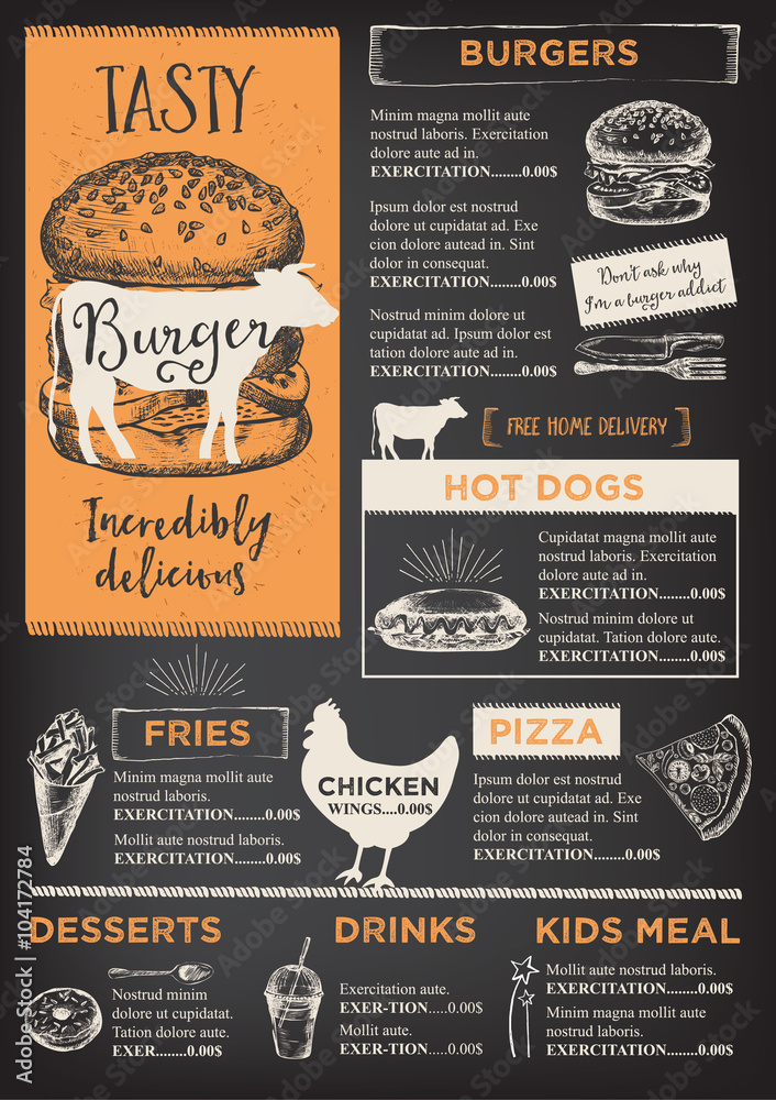 Restaurant cafe menu, template design. Restaurant cafe menu, template design.