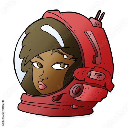cartoon female astronaut