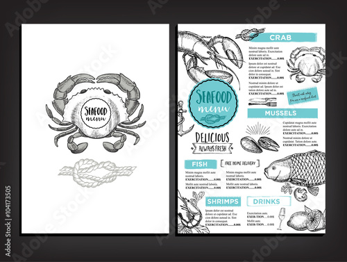 Restaurant cafe menu, template design.