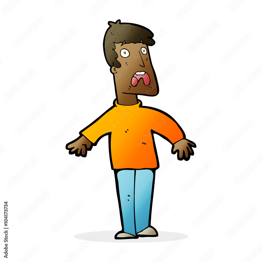 cartoon terrified man