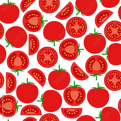 Fototapeta Naklejka Na Ścianę i Meble -  Red seamless pattern with tomatoes
