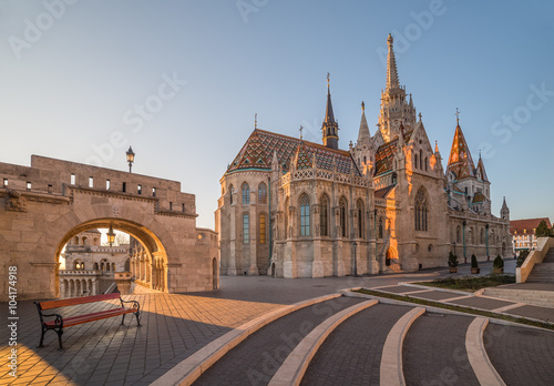 Roman Catholic Matthias Church and Fisherman's Bastion in Early Morning in Budapest, Hungary
