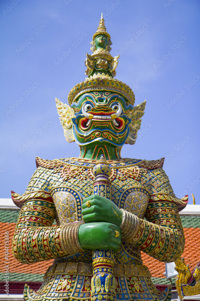 Door Keeper at Emerald Buddha Temple, Bangkok Grand Palace, Thai Door Keeper at Emerald Buddha Temple, Bangkok Grand Palace, Thai