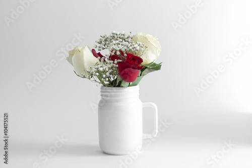 roses vase grey background