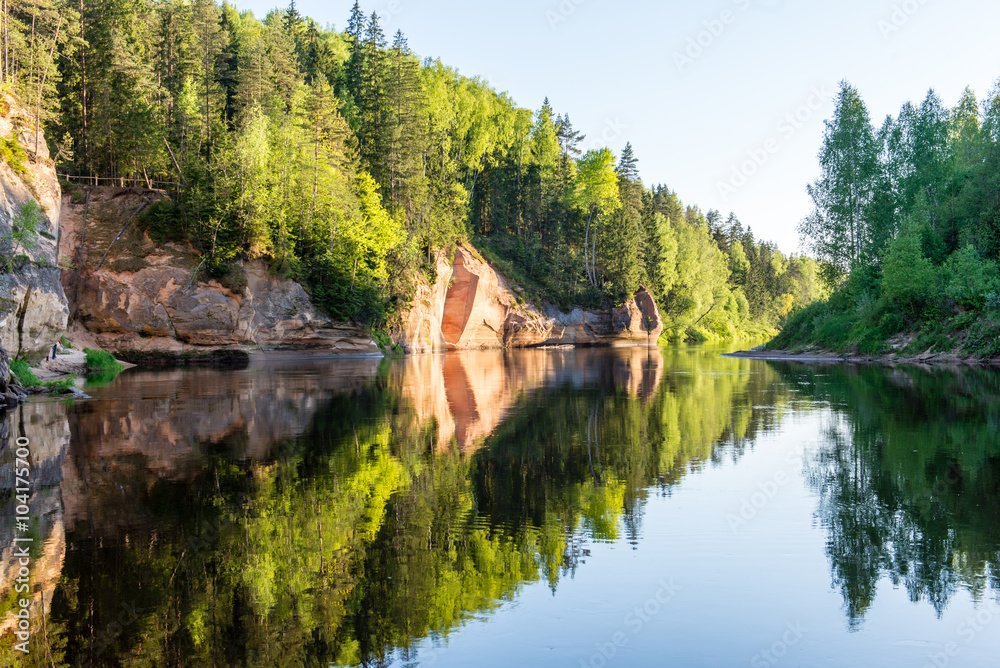 Obraz premium Summer river with reflections