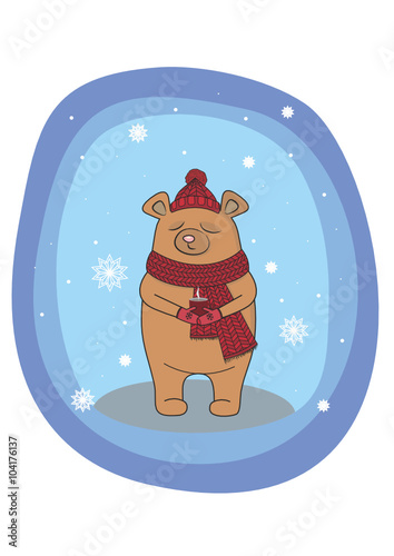 Happy card with cute teddy bear