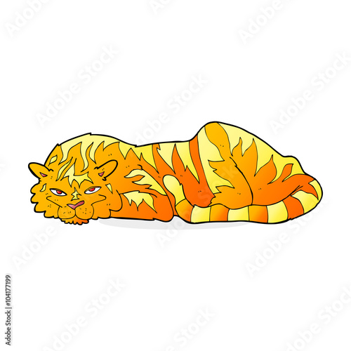 cartoon resting tiger