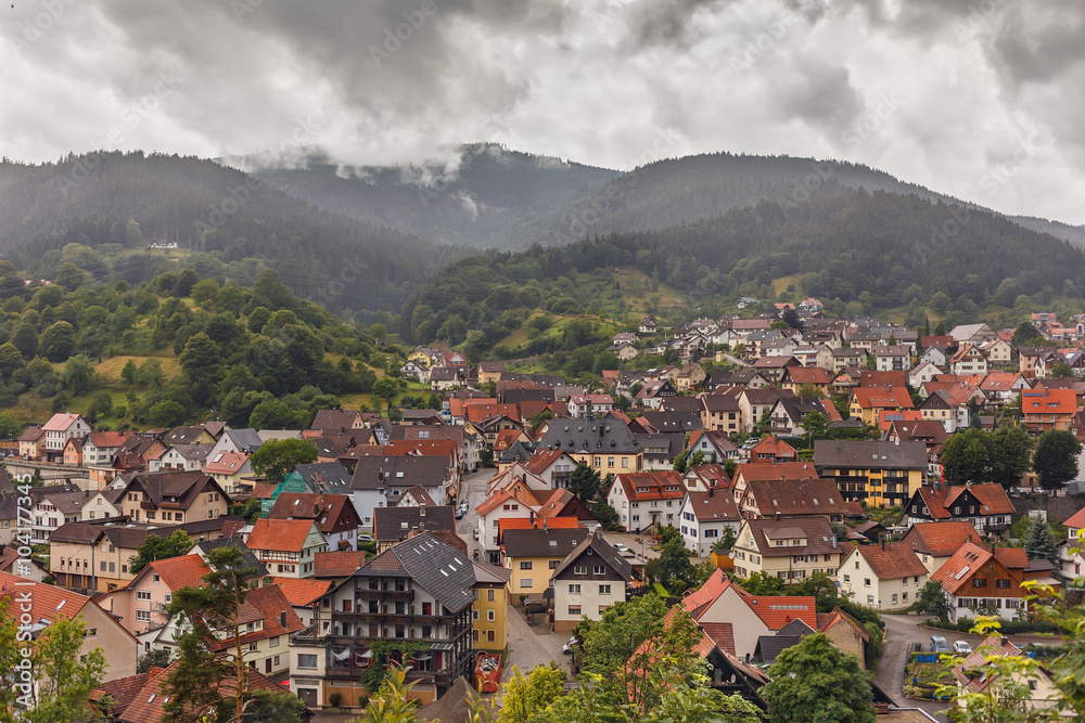 Beautiful panoramic view of the mountain village Forbach..Germany.Schwarzwald.