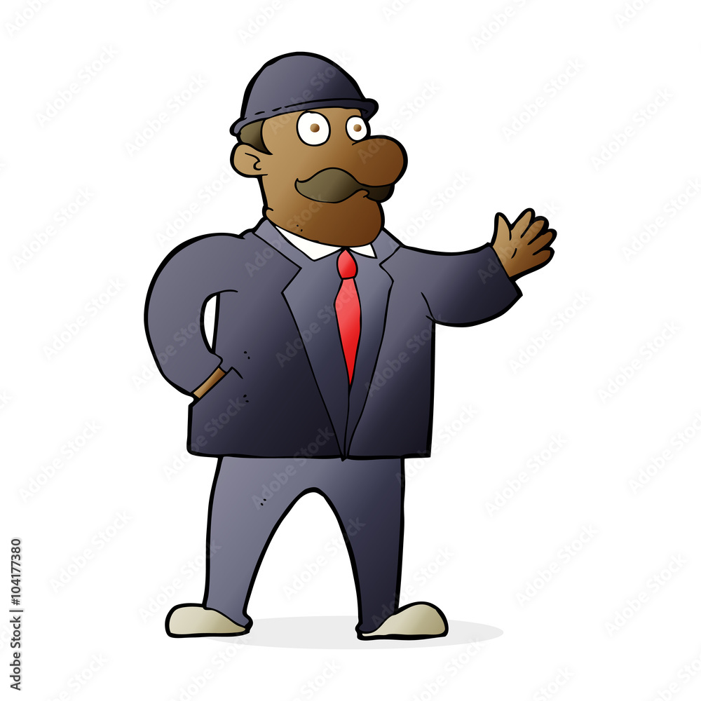 cartoon sensible business man in bowler hat cartoon sensible business man in bowler hat