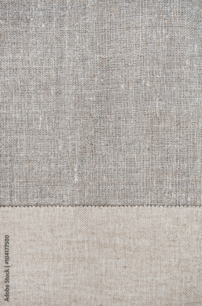 Fototapeta premium Vintage background with rude fabric on burlap cloth