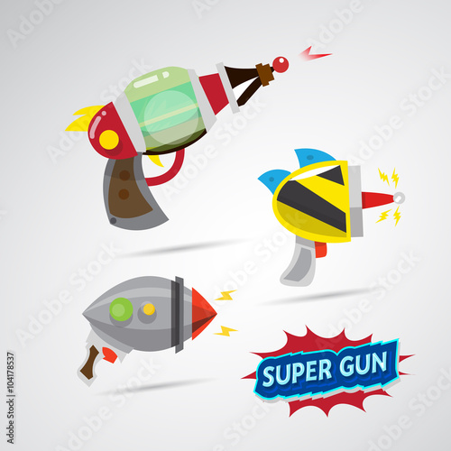 ray gun cartoon. supergun. - vector