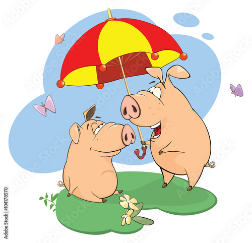 illustration of pigs sharing love