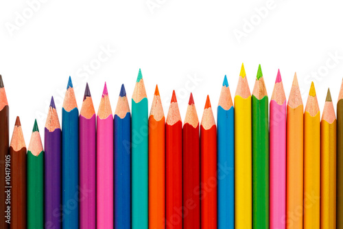 Colour pencils isolated on white background