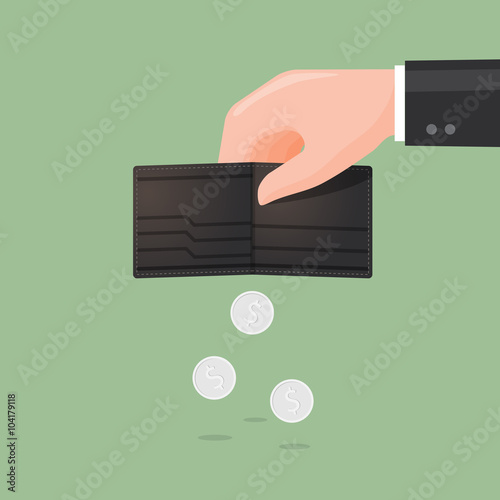 Wallet at little money. Business Concept Illustration.