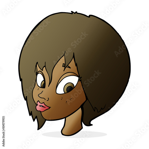 cartoon pretty female face pouting