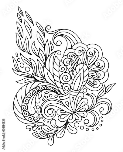 Decorative paisleys element collection. Vector illustration. Good for coloring book for adult and older children. Coloring page. Outline drawing.