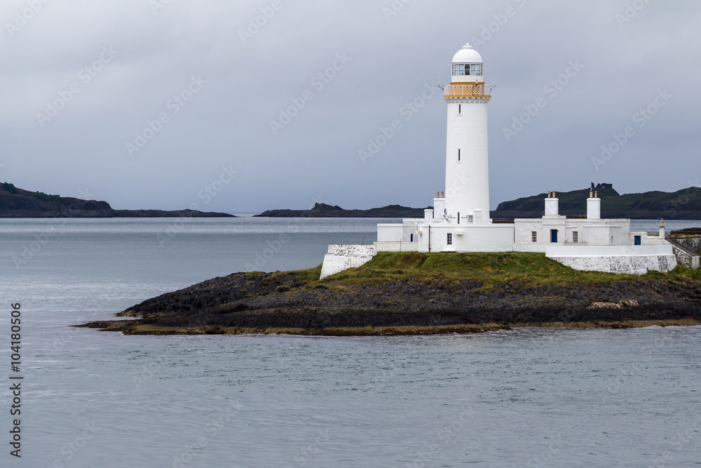 Side view of Lismore lighthouse in Scotland