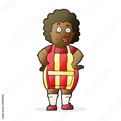 cartoon woman in kitchen apron