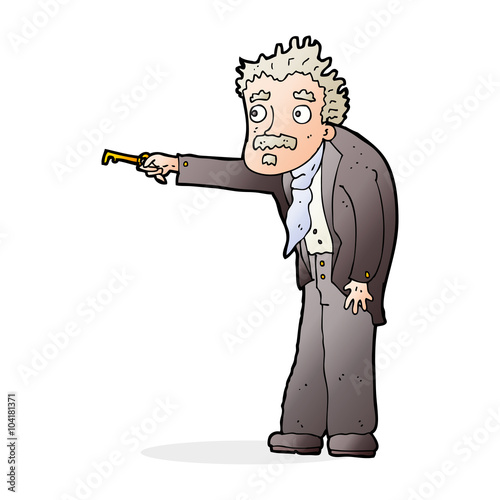 cartoon man trembling with key unlocking