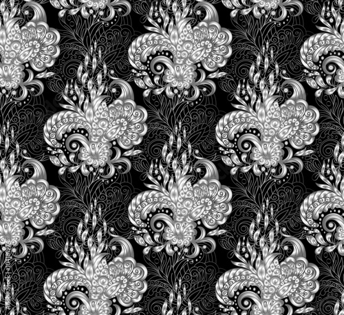 Vector illustration. luxury texture for wallpapers, fabric patterns Baroque, Damask seamless floral pattern.