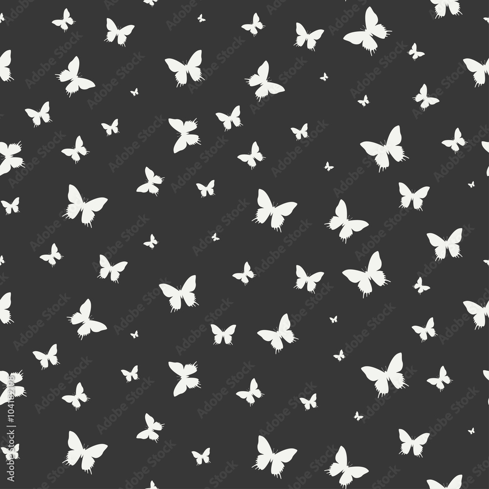 Monochrome abstract seamless pattern with butterfly. Wrapping paper. Scrapbook. Tiling. Vector illustration. Background. Graphic texture for your design, wallpaper. Monochrome abstract seamless pattern with butterfly. Wrapping paper. Scrapbook. Tiling. Vector illustration. Background. Graphic texture for your design, wallpaper.