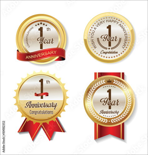 Anniversary Retro vintage golden labels collection 1 year