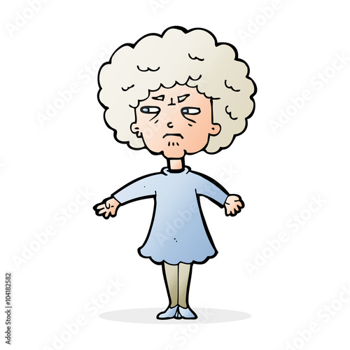 cartoon bitter old woman