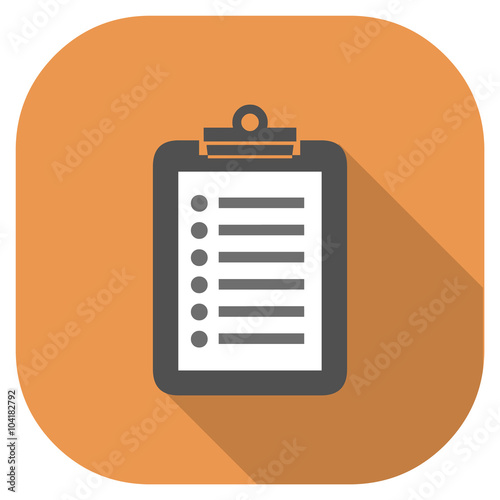 A vector illustration of a Flat Icon clipboard and checklist. 
Checklist Icon Illustration - Bullet point text lines on paper.
