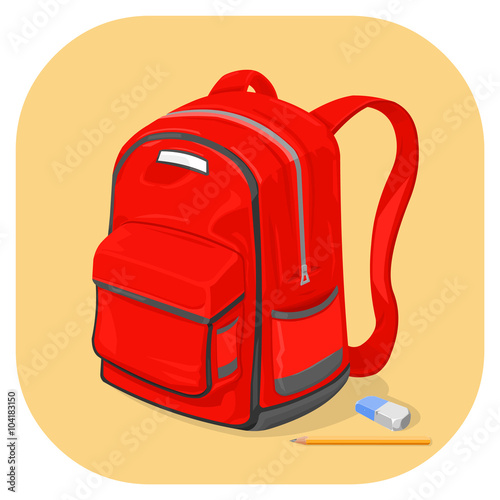 A vector illustration of an isometric school backpack Icon. Back to school - School bag.