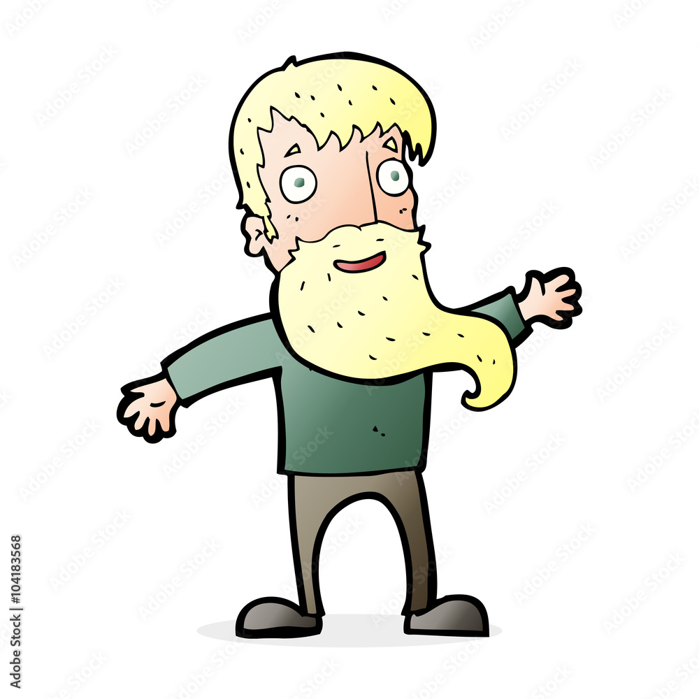 cartoon man with beard waving