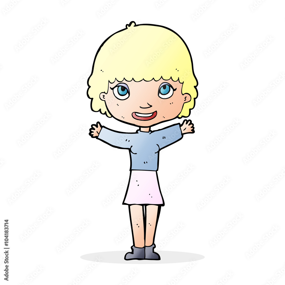 cartoon woman waving cartoon woman waving