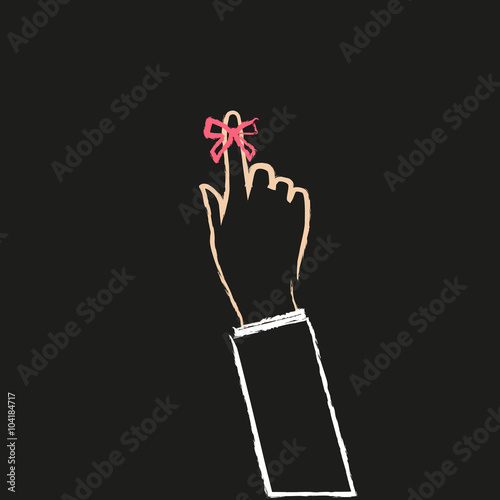 reminder ribbon on a finger. painted brushes