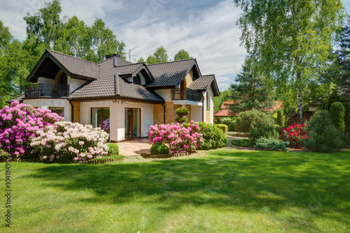 Vászonkép Elegant new villa with backyard