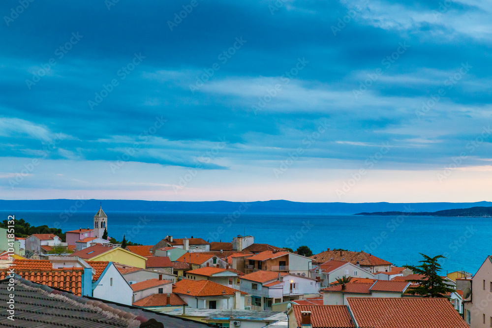 Red Roofs,Church Tower And Sea- Baska Voda,Croatia