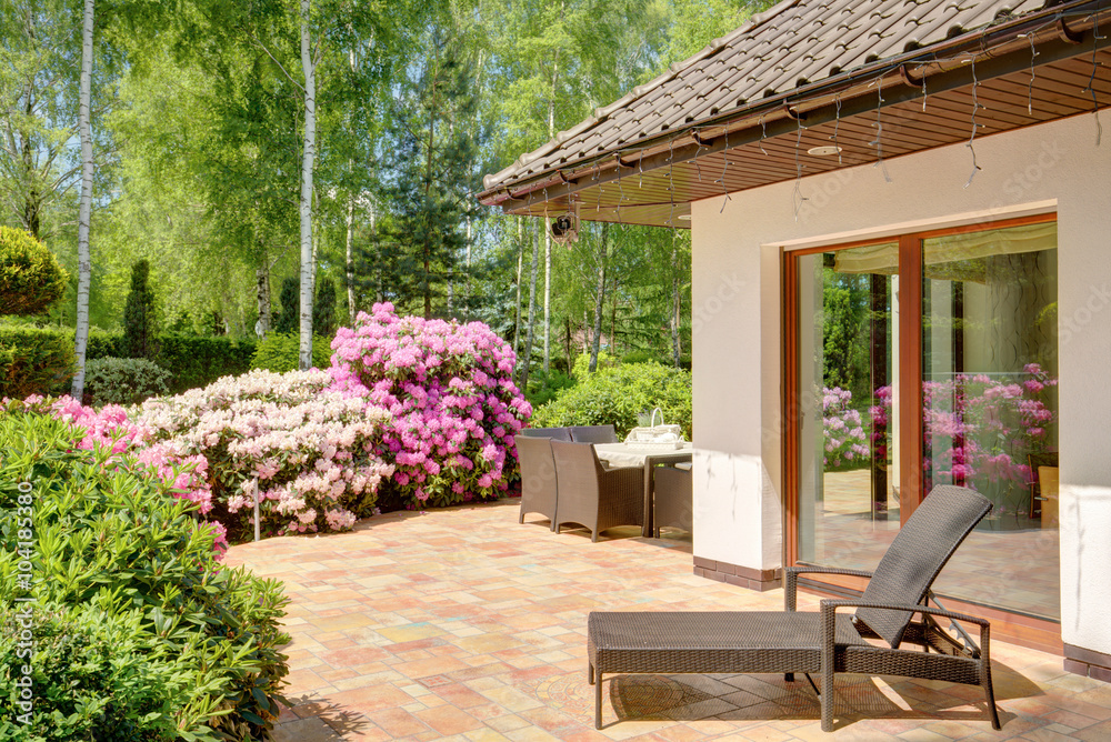 Fototapeta premium Relaxing space beside luxurious house