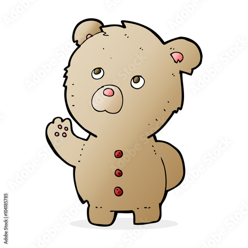 cartoon waving teddy bear