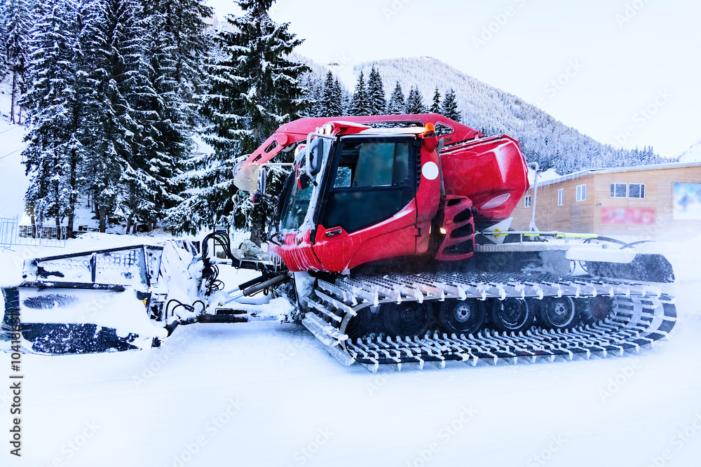 snowcat preparation ski slope
