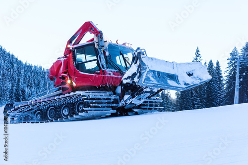 snowcat preparation ski slope