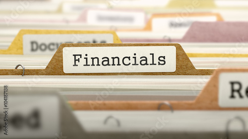 Financials Concept. Colored Document Folders Sorted for Catalog. Closeup View. Selective Focus. 3D Render.
