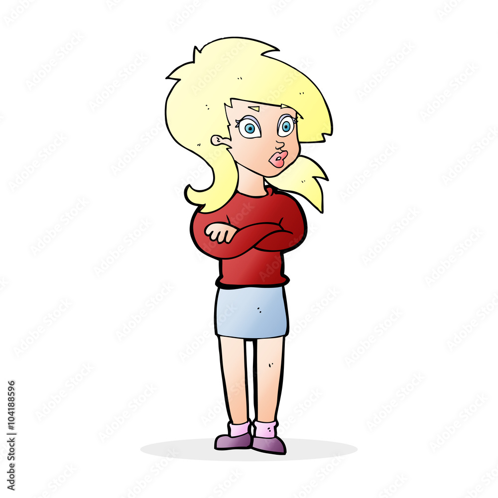 cartoon woman with folded arms cartoon woman with folded arms