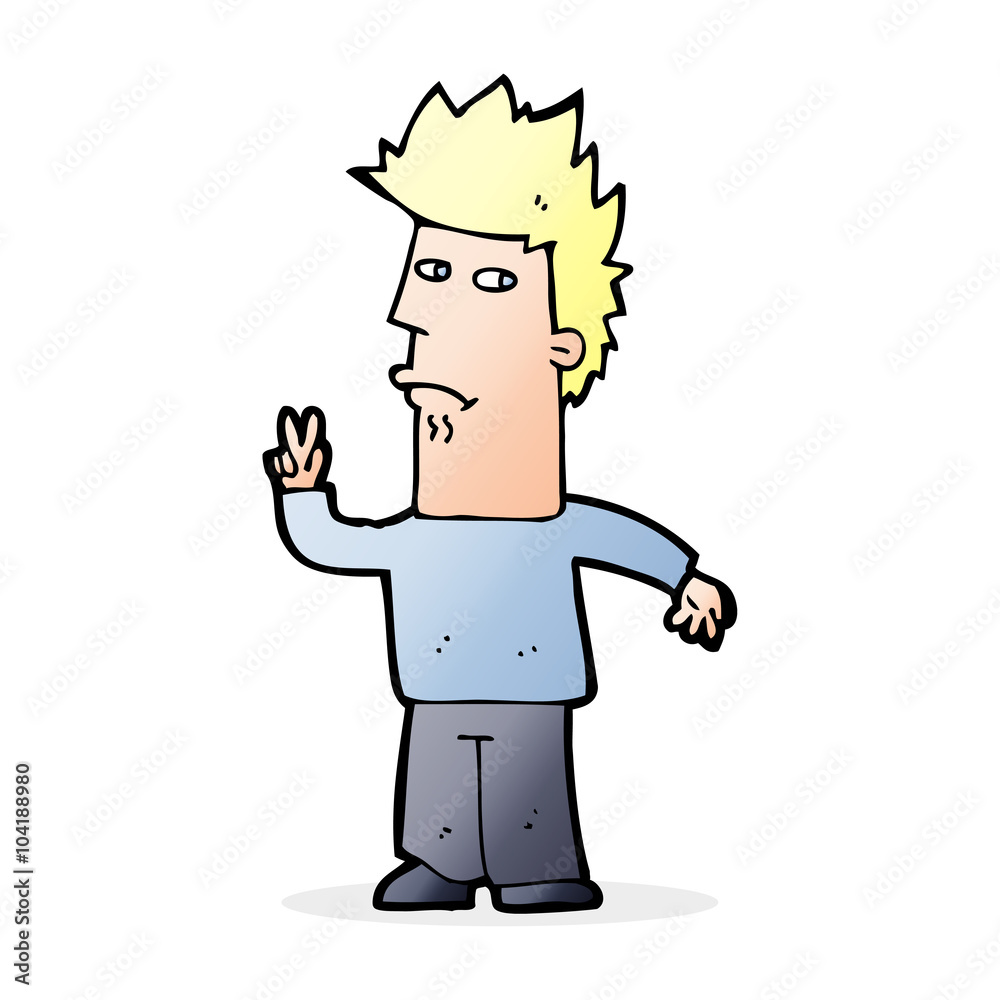 cartoon man giving peace sign cartoon man giving peace sign