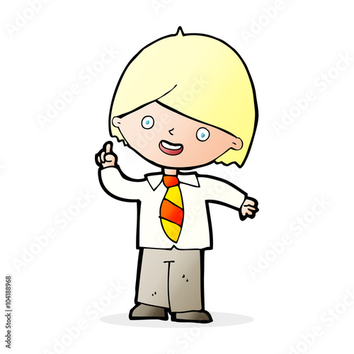 cartoon school boy answering question