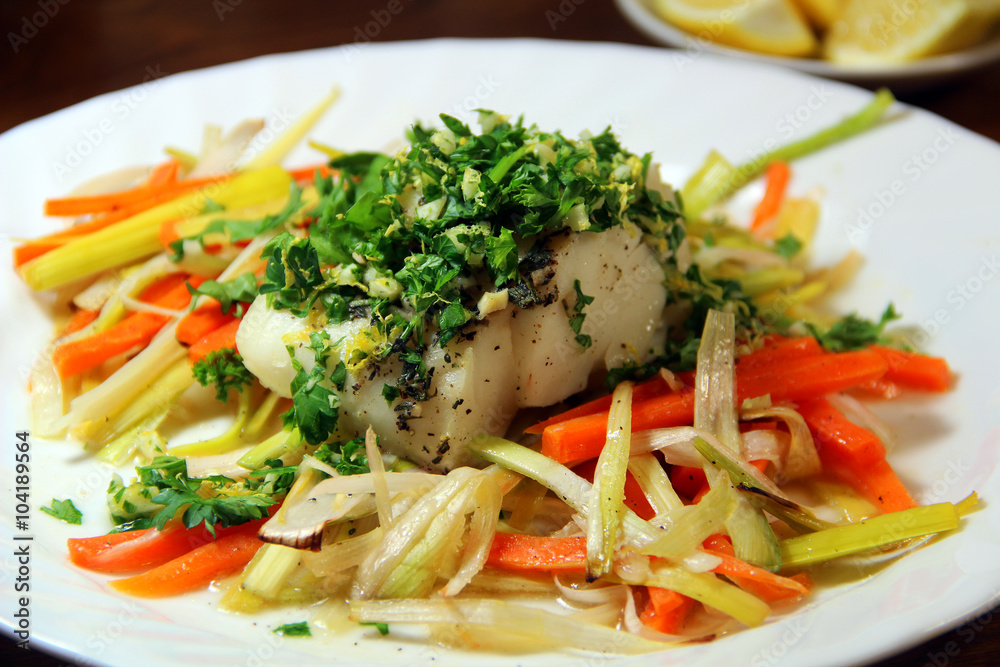 Cod dish with leeks and carrots Cod dish with leeks and carrots